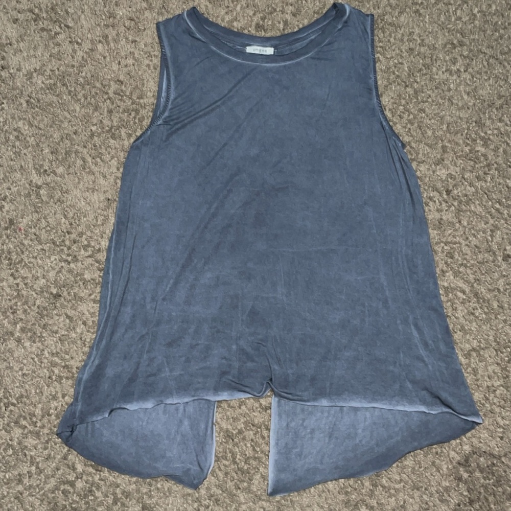 Umgee blue/grey stone washed tie open back tank
